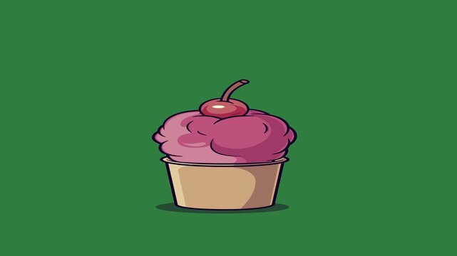 Cupcake Cherry Animated Green Screen Chroma Key Background