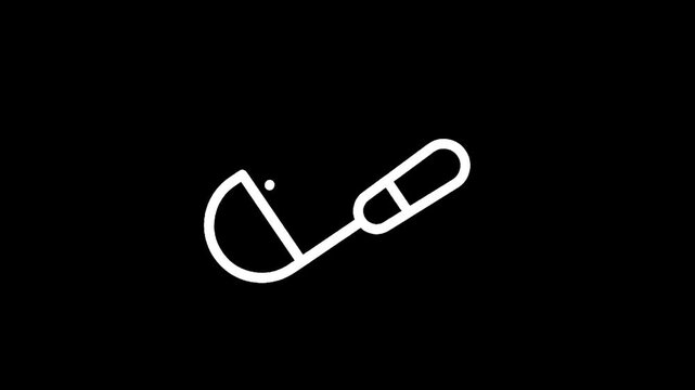 Simple white ladle icon on a black background, minimalist kitchen utensil graphic