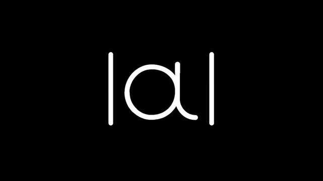 Minimalist white alpha symbol with vertical lines on black background
