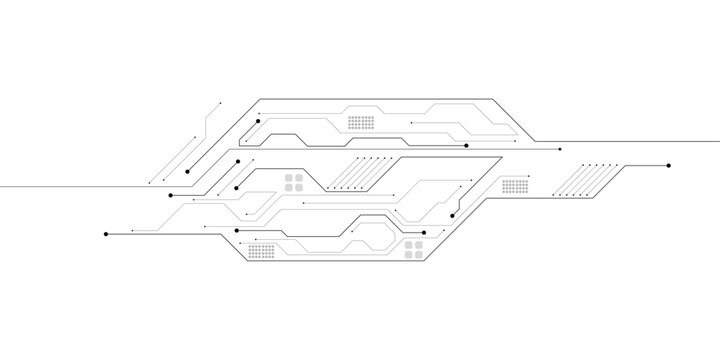 Abstract Digital Circuit Board Lines, Futuristic Technology Network Connections, Clean Geometric Data Flow Vector Art