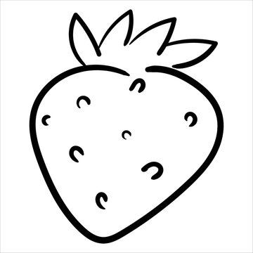 strawberry doodle style, ideal for coloring pages and graphic design projects.