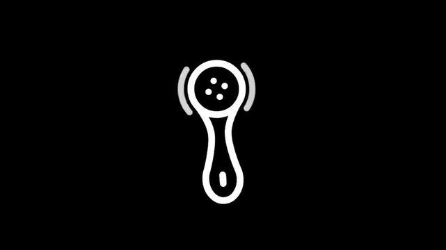 White line icon of a sonic facial cleansing brush with vibrating waves on a black background