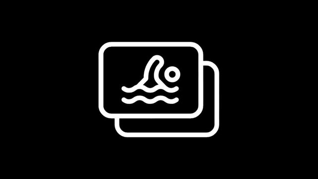 Iconographic representation of swimming and water sports on a black background