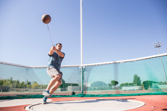 Athlete performing a hammer throw