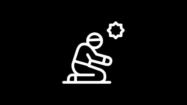 Islamic prayer icon showing a person kneeling in supplication with a star symbol