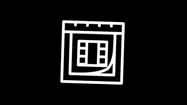 Hand drawn calendar icon with film strip inside, representing movie scheduling or event planning