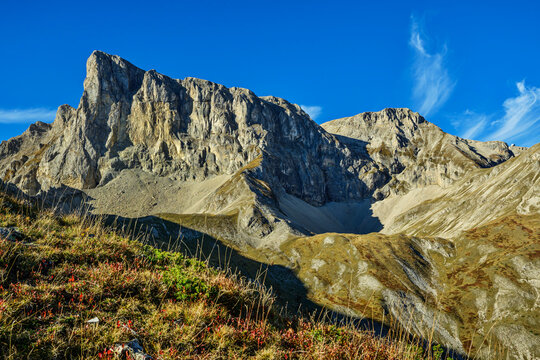 Rocky peak of Pic de Bure in Devoluy France
