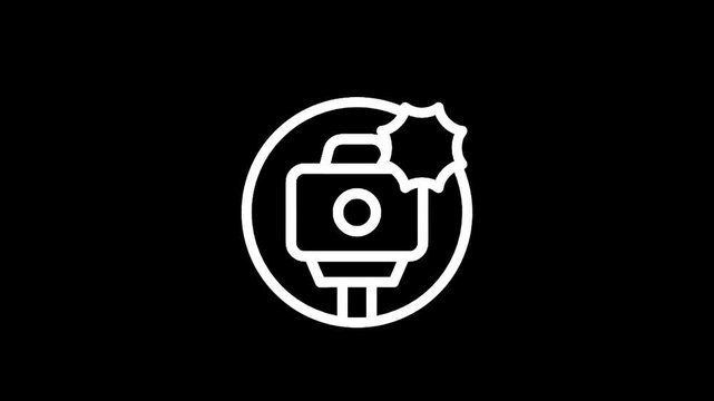Icon of a camera with a flash going off, symbolizing photography and creativity