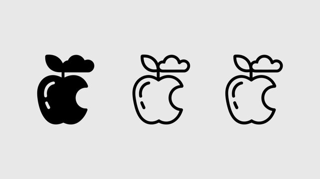 Minimalist apple logo icon with leaf and moon phases