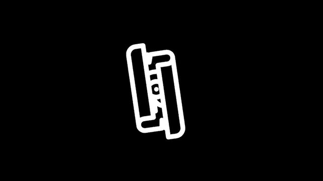 Stylized white outline of an accordion on a black background, abstract musical instrument icon