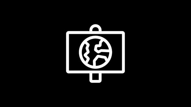 Protest sign with cracked earth symbol representing environmental activism and climate change awareness