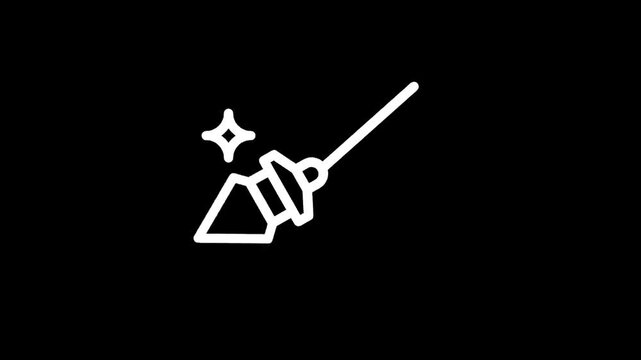 Simple line art icon of a plumb bob tool for measuring verticality on a black background
