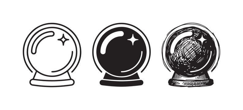 Four Stylized Balaclava Ski Mask Icons: Line Art, Silhouette, Etching, and Doodle Sketch