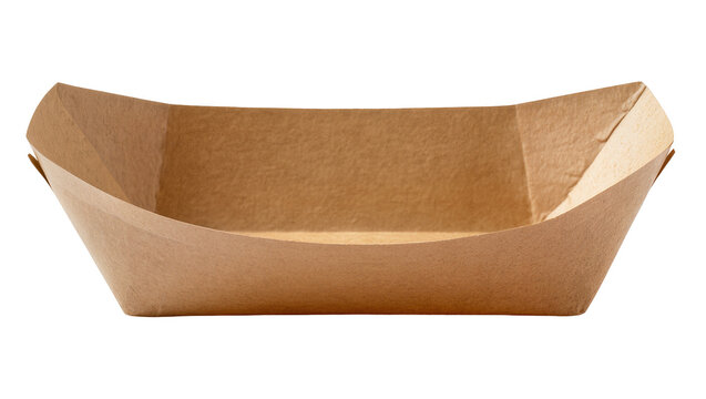 Empty brown paper food tray boat shape
