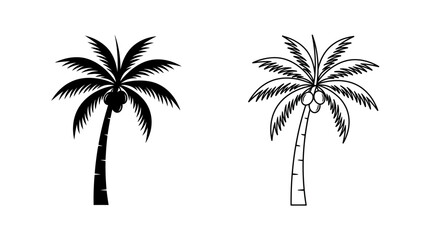 Fototapeta premium Palm tree silhouettes against a white background black and white illustration