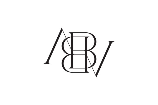 Luxury Interlocking Monogram Logo Letter A B V Elegant Serif Typography Boutique Identity Vector