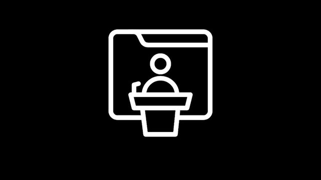 Icon representing a person speaking at a podium within a folder interface