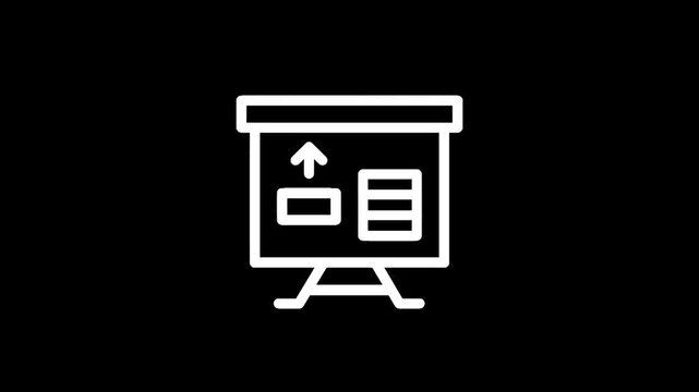 Presentation board with charts and upward arrow icon representing growth and planning