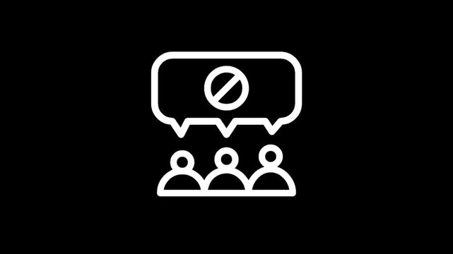 Icon representing censorship or restricted communication in a group setting