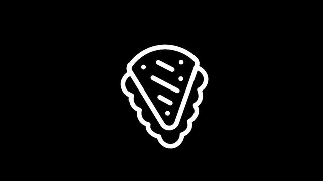 Simple white line art icon of a sandwich on a black background