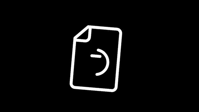 Document with arrow icon indicating transfer or export action on black background