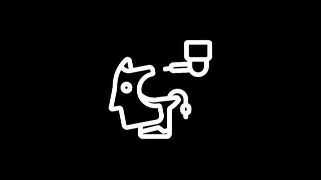 Abstract line art icon representing a person receiving a medical test or treatment