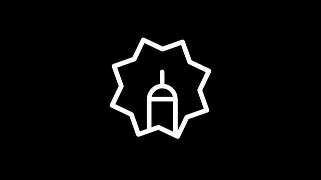 Islamic geometric pattern with mosque dome and crescent moon symbol