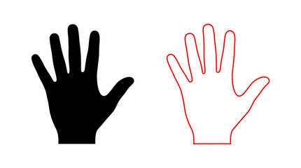 Fototapeta premium Human Hand Silhouettes Black And Red Line Art On White Background