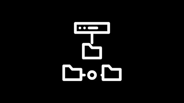 Server connected to multiple folders, representing data organization and network storage