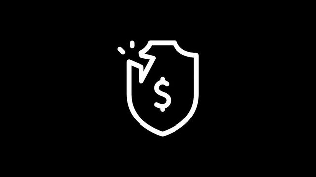 Broken shield with dollar sign icon symbolizing financial insecurity or loss