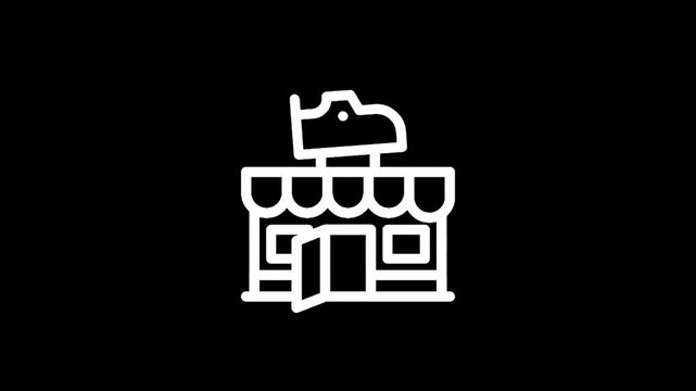 Icon of a shoe store with an open door and a shoe on the roof