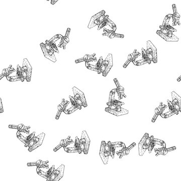 seamless pattern microscope lab hand drawn vector. laboratory research, science biology, scientific health, chemistry test microscope lab sketch illustration