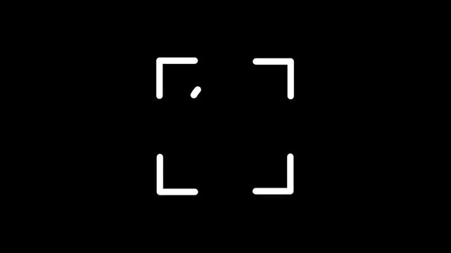 Minimalist white corner brackets and slash symbol on a black background