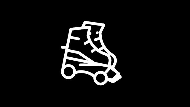 Stylized white outline of roller skates on a black background, representing movement and recreation