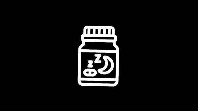 Icon of a bottle with pills and a moon symbol representing sleep aid medication