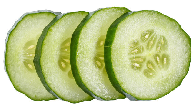 Cucumber slices with seeds and green rind