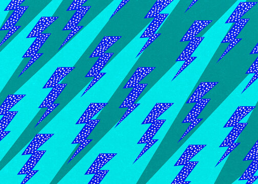 Dynamic pop art lightning bolt pattern on vibrant background
