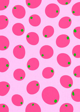 Abstract minimal pink dotted pattern of a stylized blueberry