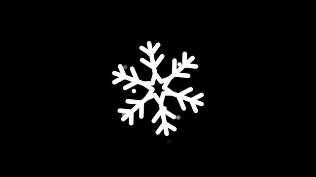 Simple white snowflake icon on a solid black background, representing winter and cold