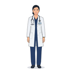 Fototapeta premium Female doctor in white coat with stethoscope illustration