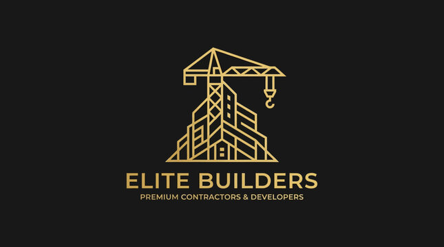 Elite Builders Construction Logo Design.