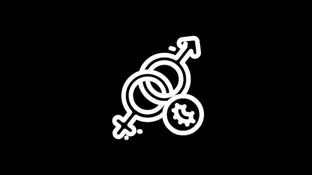 Intertwined male and female symbols with a germ icon, representing sexual health and disease transmission
