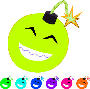 c4 bomb character cartoon. shrapnel incendiary, payload nuclear, atomic hydrogen c4 bomb character sign vector