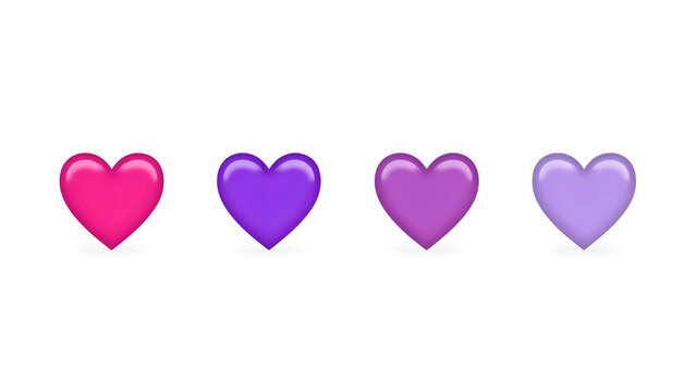 Gradient hearts icons on white background