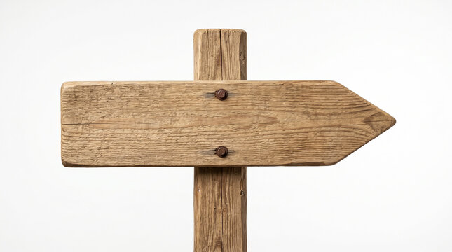 Wooden Directional Signpost on White Background