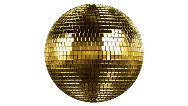Golden disco ball with reflective square mirrors