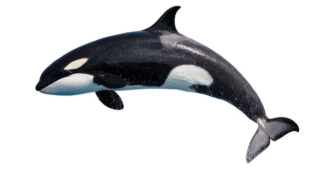 Orca whale breaching, black and white marine mammal