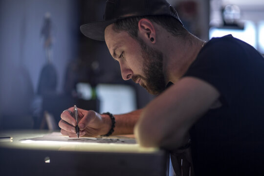 Graphic artist sketching