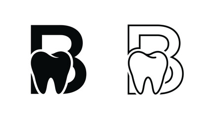 Tooth And Letter B Silhouette Black And White Graphic Design © Photo Sell