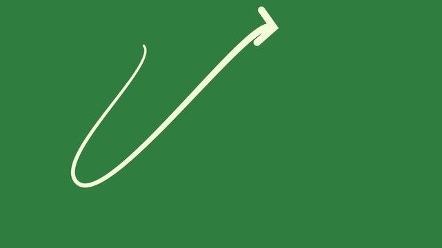 green screen arrow pointing up letter u in animated chromakey style figure creative colorful scene elements expression composition backgrounds